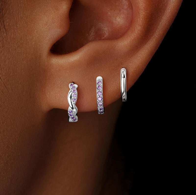 Inerney 14K Gold Plated Huggie Hoop Earrings for Women, Small Sterling Silver Earring Set Hypoallergenic Cartilage Helix Stacks, Mini Dainty Cute Trendy Birthstone Jewelry Gift for Multiple Piercings - Image 2